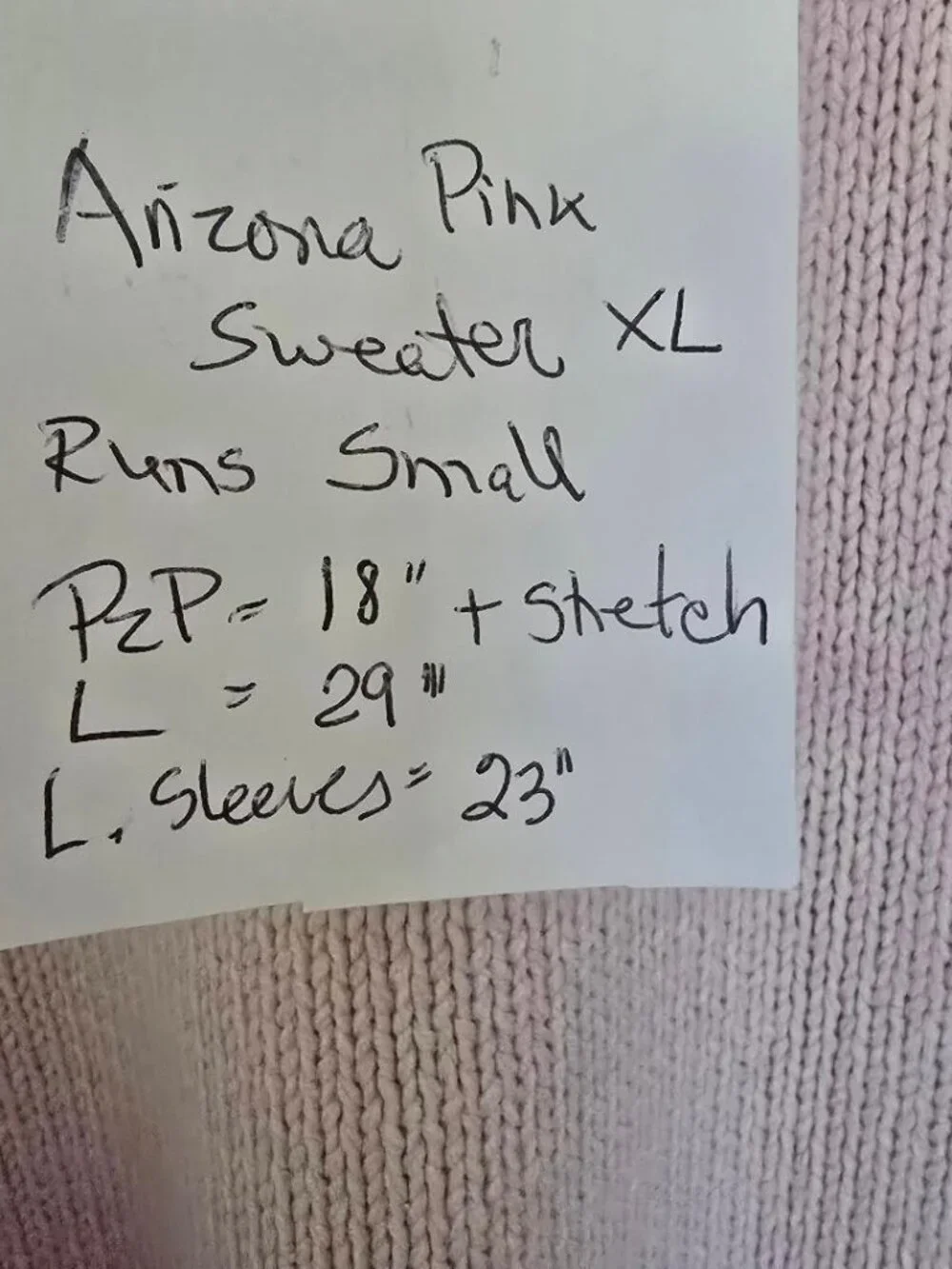 NWOT M (L-Runs Small) Arizona Jean Company Bluff Pink Cardigan L-Sleeves Sweater